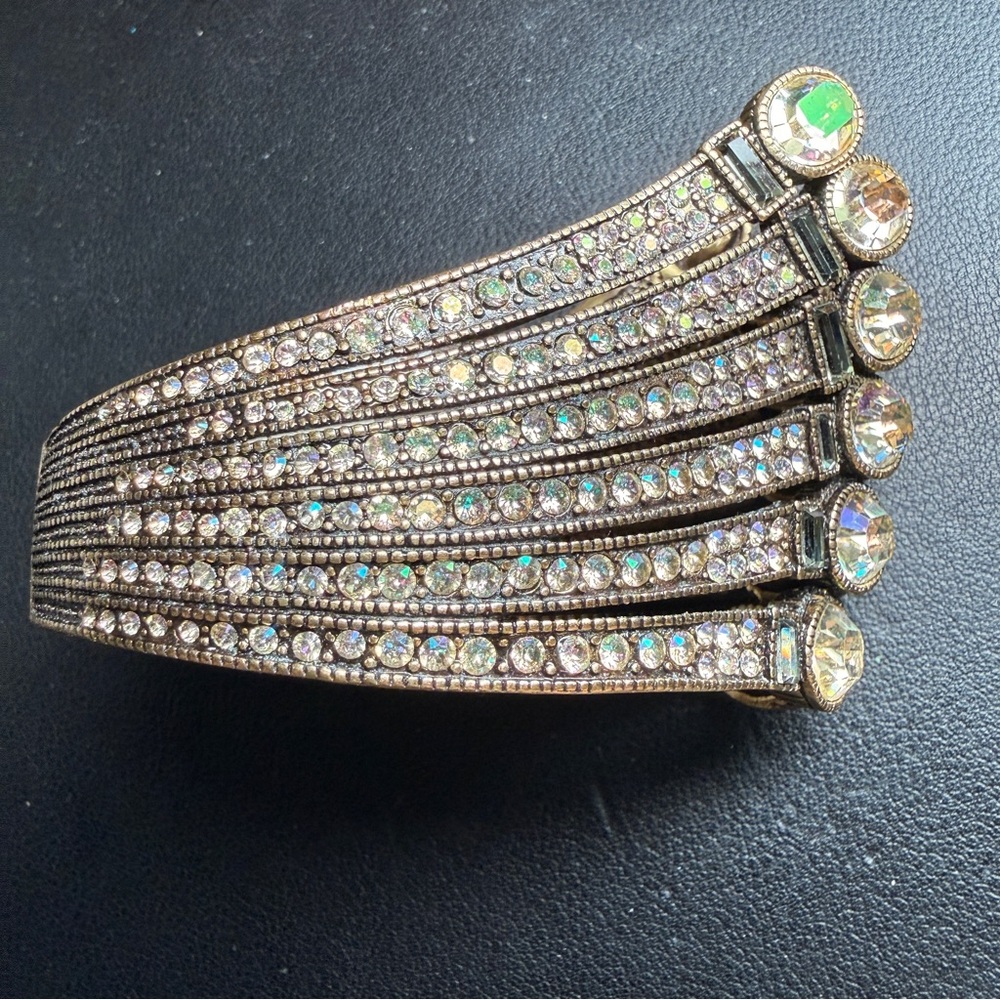 Heidi Daus Plum Fabulous Swarovski Crystal Wing Hinged Cuff Bracelet 6-3/4"